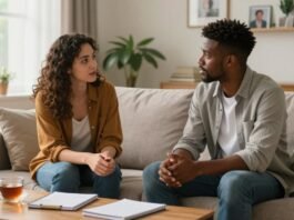 How to Improve Marriage Communication in 30 Days improve marriage communication: couple talking calmly