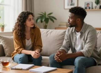 How to Improve Marriage Communication in 30 Days improve marriage communication: couple talking calmly