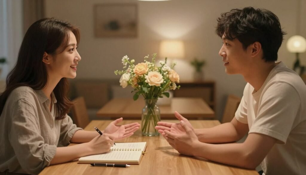 improve marriage communication — couple reviewing progress together